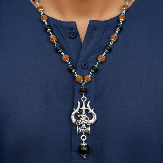 Karungali Rudraksh Trishul Mala – Divine Protection, Power & Spiritual Energy