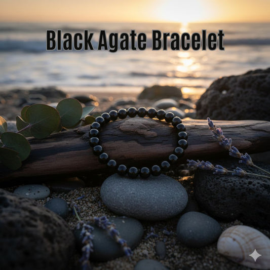 Black Agate Crystal Bracelet – Protection, Stability & Negative Energy Shield