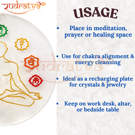 7 Chakra Selenite Charging Plate | Crystal Cleansing & Energy Balancing