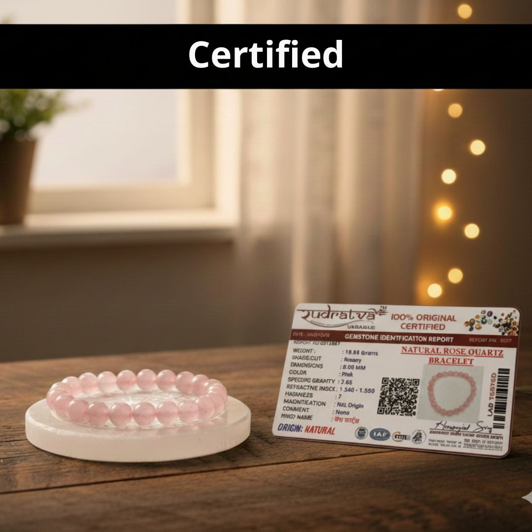 Rose Quartz (Love Quartz) Bracelet with Selenite Charging Plate – Love, Healing & Positive Energy