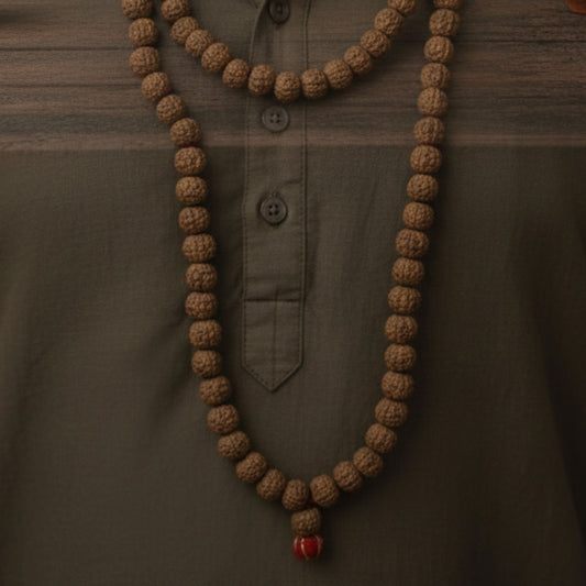 Rudraksha Pathri Chikna Mala – Smooth Rudraksha Mala for Meditation, Peace & Daily Wear