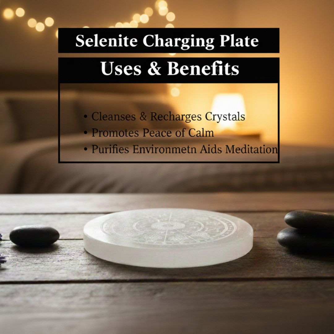 Pyrite Crystal Bracelet with Selenite Charging Plate – Wealth, Protection & Energy Cleansing