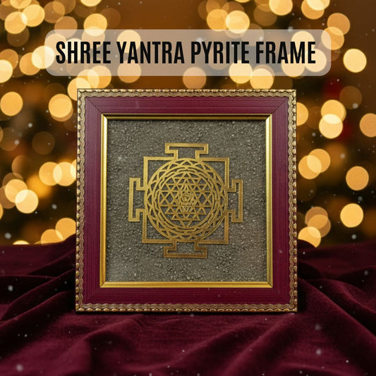 Shree Yantra Pyrite Frame – Wealth, Prosperity, Protection & Divine Energy