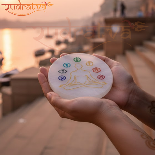 7 Chakra Selenite Charging Plate | Crystal Cleansing & Energy Balancing
