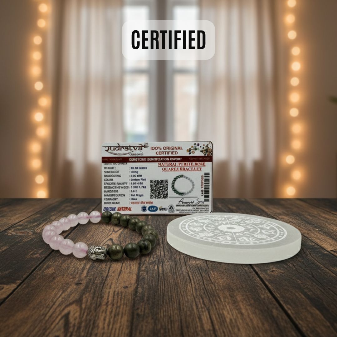 Pyrite & Rose Quartz Bracelet with Selenite Charging Plate