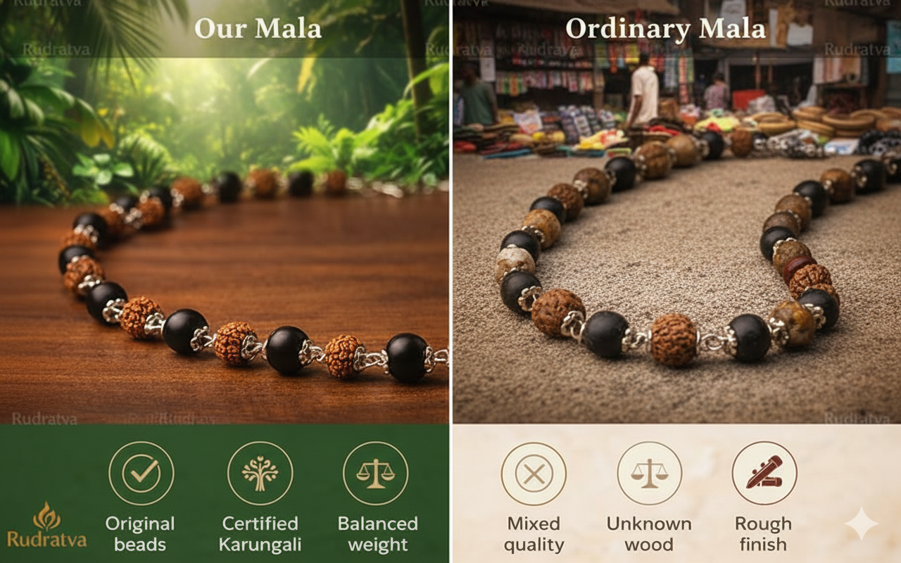 Karungali Rudraksha with 7 Mukhi Pendant | Rudratva