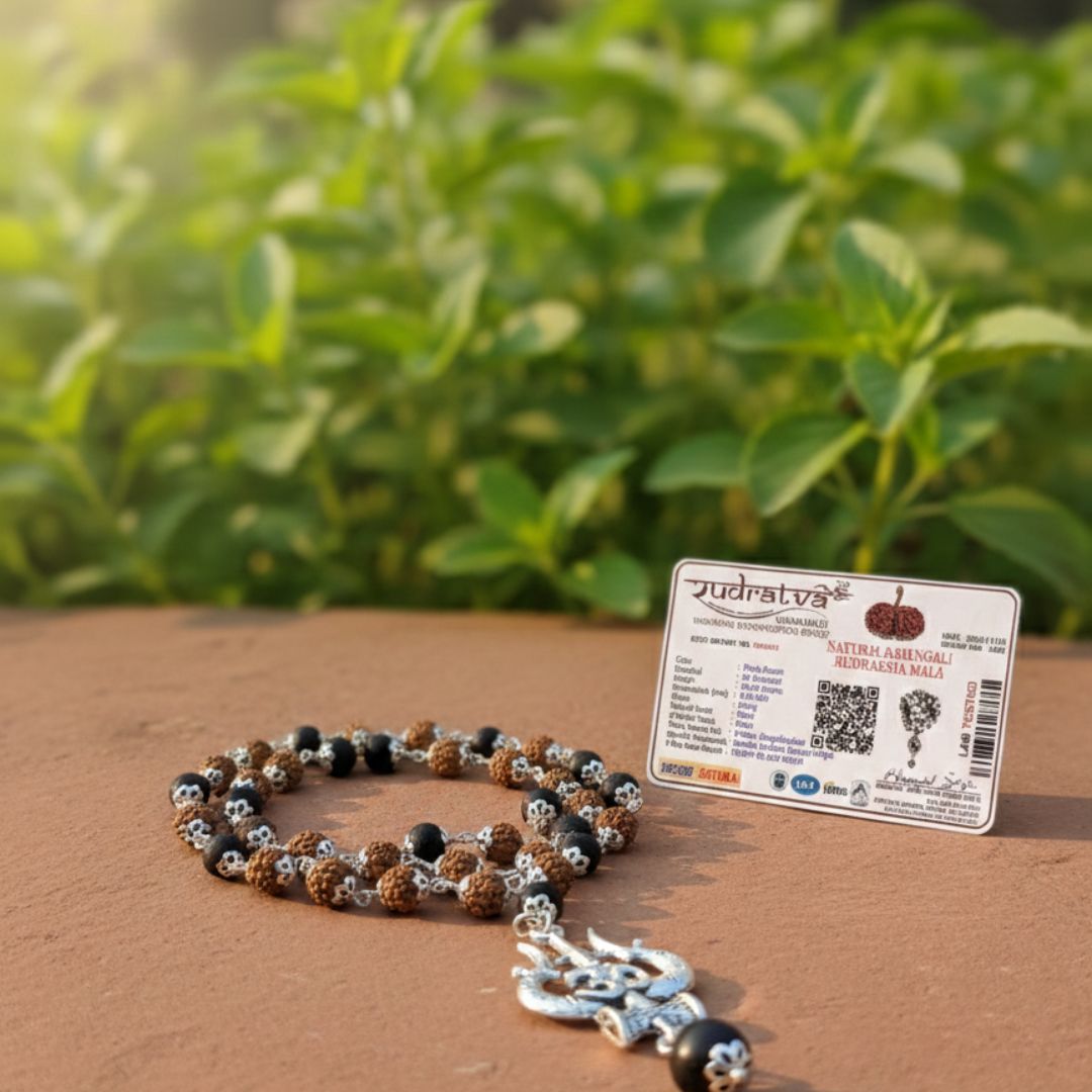 Karungali Rudraksh Trishul Mala – Divine Protection, Power & Spiritual Energy