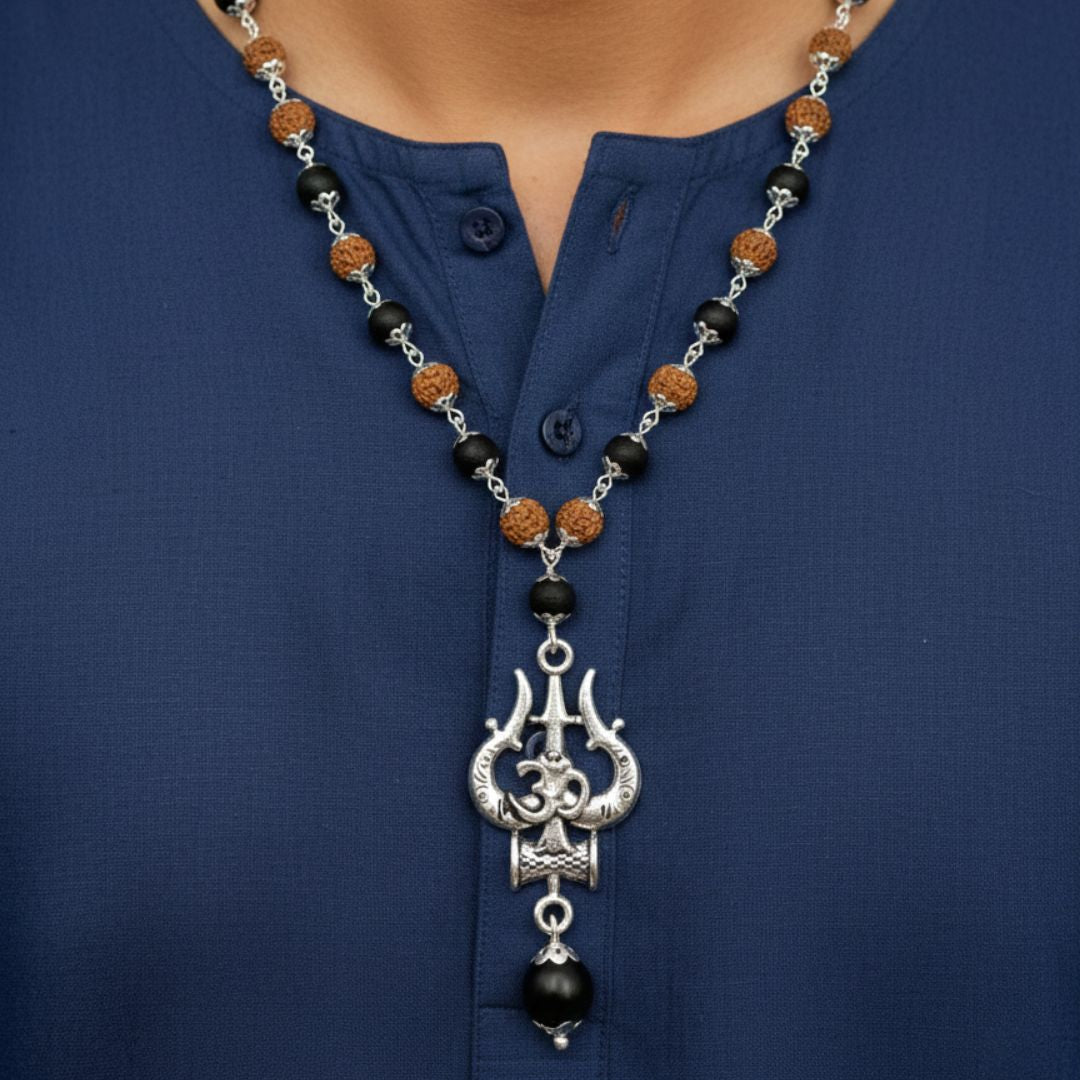 Karungali Rudraksh Trishul Mala – Divine Protection, Power & Spiritual Energy