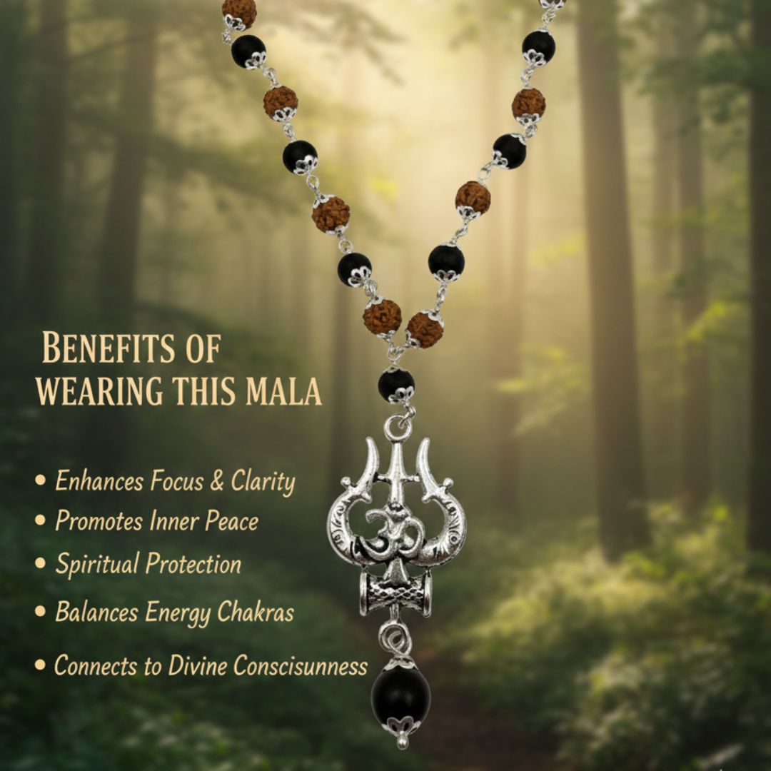 Karungali Rudraksh Trishul Mala – Divine Protection, Power & Spiritual Energy