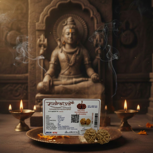 Gauri Shankar Rudraksha (33.5mm) – Original Sacred Bead for Marital Harmony, Love & Shiva–Parvati Blessings