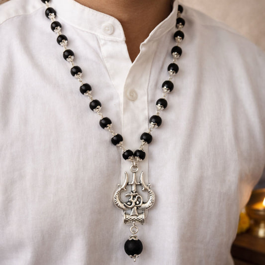 Karungali Trishool Pendant Mala – Divine Protection, Strength & Spiritual Power