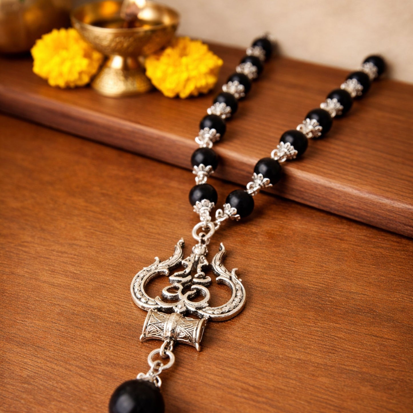Karungali Trishool Pendant Mala – Divine Protection, Strength & Spiritual Power