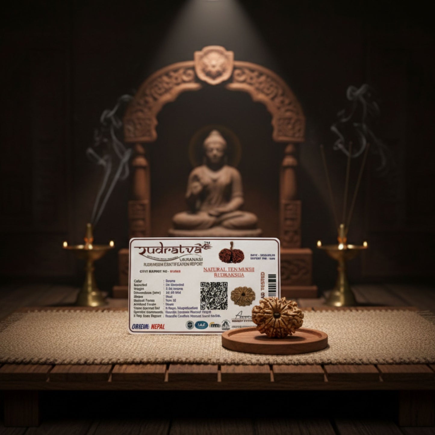 10 Mukhi Rudraksha (27mm) – Original Das Mukhi for Protection, Peace & Lord Vishnu Blessings