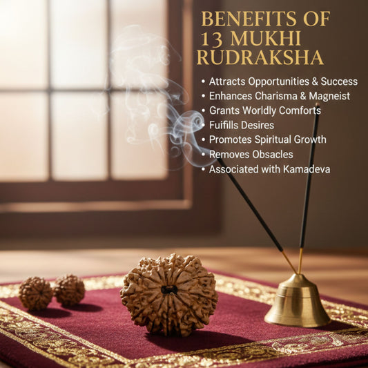 13 Mukhi Rudraksha (27mm) – Original Terah Mukhi for Attraction, Success & Lord Kamadeva Blessings