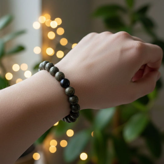 Pyrite Crystal Bracelet – Wealth Attraction, Confidence & Protection