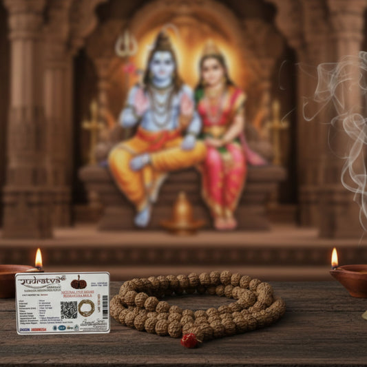 Rudraksha Pathri Chikna Mala – Smooth Rudraksha Mala for Meditation, Peace & Daily Wear