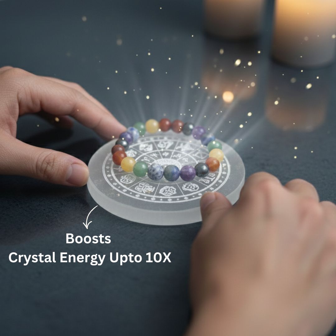 7 Chakra Bracelet With Selenite Plate