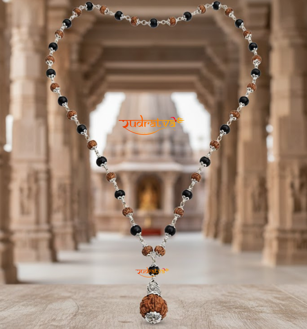 Karungali Rudraksha with 7 Mukhi Pendant | Rudratva